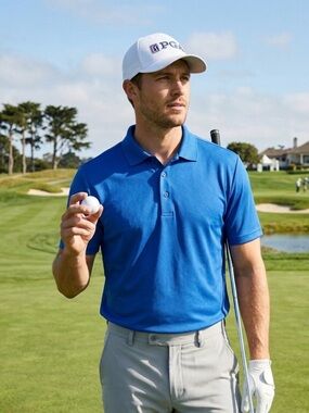 PGA TOUR Airflux Performance Golf Polo Shirt, Men’s M, Blue